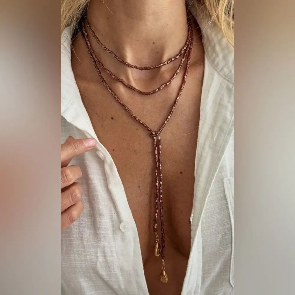 Brown Beaded Necklace M1529